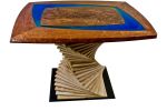 Aquatic Orbits high table sculpture. | Cocktail Table in Tables by Cline Originals. Item composed of maple wood and steel in eclectic & maximalism or coastal style