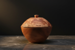 Spalted Applewood Lidded Vessel – Hand‑Turned | Decorative Bowl in Decorative Objects by Holzkunst Samuel Meisinger. Item made of wood works with art deco & modern style