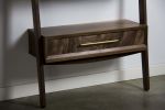 Mid Century Modern Walnut Ladder Shelf with Drawer | Shelving in Storage by LIRIO Design House. Item made of oak wood works with minimalism & mid century modern style