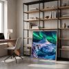 Iceland Kirkjufell Aurora Impasto Oil Painting Fine Art | Oil And Acrylic Painting in Paintings by Dynasty Artisan. Item made of linen works with contemporary & eclectic & maximalism style