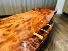 Curly Redwood Burl Coffee Table with Acrylic Legs | Tables by DapperwoodSF. Item made of wood with synthetic works with mid century modern & contemporary style