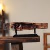 Rare Crimson-Gold Wood Reclining Buddha Zen Sculpture Decor | Sculptures by Dynasty Artisan. Item made of wood works with contemporary & japandi style