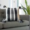 Set of 2-Jacqard Woven Cotton/Wool Cushion-Ivory/Charcoal | Pillows by Selligram. Item composed of cotton in mid century modern or japandi style