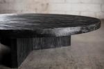 Solid Black Oak Round Coffee Table | Tables by Aeterna Furniture. Item made of oak wood