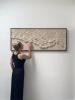 Woven wall art frame (Sea Foam 002) | Wall Sculpture in Wall Hangings by Elle Collins. Item composed of oak wood & cotton compatible with minimalism and contemporary style