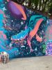Space Whale Mural | Street Murals by Sam Soper — Mural Art & Illustration | El Tacorrido in Austin. Item made of synthetic