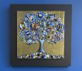 "Dreams of Cobalt" - 16x16x2" - Tree of Love series | Mixed Media by Cami Levin. Item made of synthetic works with contemporary & eclectic & maximalism style