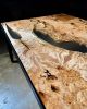 Big leaf maple epoxy resin table | Dining Table in Tables by Live Edge Lust. Item made of maple wood with brass