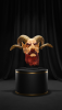 Quad-Horned Mythological Wood Sculpture | Decorative Objects by Holzkunst Samuel Meisinger. Item composed of wood in art deco style