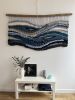 Large Handwoven Wall Tapestry "Breath of the Ocean" | Wall Sculpture in Wall Hangings by Tissage Sauvage. Item composed of wood and cotton in boho or contemporary style