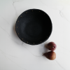 Centerpiece Bowl in Carbon Black Concrete with Brass Rivets | Decorative Bowl in Decorative Objects by Carolyn Powers Designs. Item made of brass with concrete works with minimalism & contemporary style