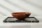 Pearwood Bowl with Deep‑Blue Resin Veins | Decorative Bowl in Decorative Objects by Holzkunst Samuel Meisinger. Item composed of wood in art deco or modern style