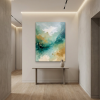 Ethereal Veil — Abstract Canvas Artwork in Teal | Prints in Paintings by Alpenglow Workshop. Item made of canvas works with contemporary & coastal style