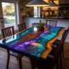 Handcrafted Glowing Live Edge Wooden River Table – Custom Ep | Dining Table in Tables by SK EPOXY CRAFT