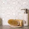 Geometric Pearl White Thassos Shell Backsplash | Tile Club | Tiles by Tile Club. Item made of marble