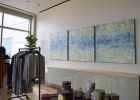 Four Seasons Spa Abstract Triptych | Oil And Acrylic Painting in Paintings by Jennifer Hayes | Spa and Salon at Four Seasons Hotel St. Louis in St. Louis. Item made of canvas