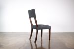 Exotic Wood High-Back Dining Chair Upholstered in Fabric by | Chairs by Costantini Design. Item composed of wood and fabric in contemporary or modern style