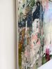 'Statue In The Garden' Original Painting | 36" x 36" | Mixed Media by Jessalin Beutler. Item composed of canvas & paper compatible with contemporary style