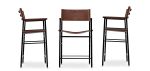 ¨Repose¨Counter StoolW/Backrest Leather&Rubbered Steel Frame | Chairs by Jover + Valls. Item composed of steel and leather in contemporary style