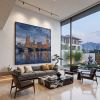 London Big Ben Thames Impasto Oil Painting Fine Art II | Oil And Acrylic Painting in Paintings by Dynasty Artisan. Item made of linen works with contemporary & eclectic & maximalism style