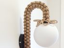 Pensil Jute Macrame Wall Sconce, Organic Modern Design | Sconces by Light and Fiber. Item composed of cotton and metal in boho or contemporary style
