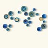 "Lotus" Aqua, Dark Aqua, Ivory and Gold | Sculptures by Debra Steidel. Item made of ceramic works with contemporary & coastal style