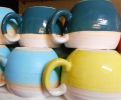 Wheel thrown durable stoneware Huggable mugs. | Cups by Church Street Workshops.