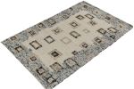 Modern Kilim rug in White, Blue Border, Geometric Patterns | Area Rug in Rugs by Rug and Kilim