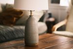 Table Lamp 1 in Slate | Lamps by Pyre Studio. Item composed of cotton and brass in minimalism or contemporary style