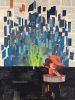 Color Field IV Blue | Collage in Paintings by Glen Gauthier. Item composed of canvas and paper in mid century modern or contemporary style