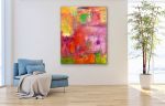 Eye On Art Contemporary Oil Abstract | Oil And Acrylic Painting in Paintings by Strokes by Red - Red (Linda Harrison). Item composed of canvas and synthetic
