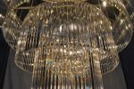 60” wide by 50” Height 5 tier crystal chandelier | Chandeliers by Custom Lighting by Prestige Chandelier. Item made of steel with glass