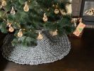 Gray chunky knit Christmas tree skirt | Small Rug in Rugs by Anzy Home. Item composed of cotton
