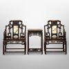 Imperial Ming Taishi Armchair Trio Set with Landscape Marble | Chairs by Dynasty Artisan. Item composed of wood compatible with contemporary and eclectic & maximalism style