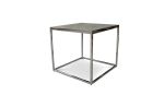 Jesse Polished Steel and Concrete Side Table from Costantini | Cocktail Table in Tables by Costantini Design. Item composed of metal and leather