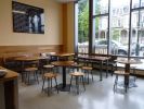 Cafe Stool | Chairs by Andrew J | Old Nelson Food Company in Philadelphia. Item made of walnut with steel works with boho & contemporary style