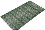 1960s Vintage Distressed Rug in Teal Green Lattice Patterns | Area Rug in Rugs by Rug and Kilim