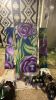Dark Floral Picnic Table Mini-Mural | Murals by Sam Soper — Mural Art & Illustration | Native Bar & Cafe in Austin. Item composed of synthetic