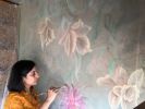 distressed floral spread | Murals by artistdiya | Iso Cafe & Bar in Jaipur