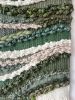Long Wool Tapestry | Fiber Art "Serenity in Green" | Wall Hangings by Tissage Sauvage. Item made of wood & cotton compatible with boho and country & farmhouse style