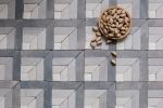Silver Black & Ivory White Geometric Mosaic Tile | Tiles by Mosaics & Company LLC (mosaics.co). Item composed of stone compatible with boho and mid century modern style