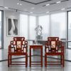 Legacy Taishi Armchair Trio Set with Marble Landscape Inlay | Chairs by Dynasty Artisan. Item made of wood works with contemporary & eclectic & maximalism style