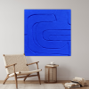 Electric blue 3D Wall Art Sculpture | Mixed Media by Berez Art. Item composed of canvas & paper compatible with minimalism and mid century modern style
