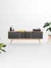 Mid century sideboard, modern credenza, black tv stand | Storage by Mo Woodwork | Stalowa Wola in Stalowa Wola. Item composed of oak wood compatible with minimalism and mid century modern style