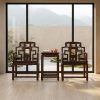 Legacy Shijin Taishi Armchair Trio with Natural Cloud Marble | Chairs by Dynasty Artisan. Item made of wood works with contemporary & eclectic & maximalism style