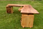Custom Live edge Cherry L desk | Cabinet in Storage by Gill CC Woodworks. Item made of maple wood