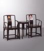 Imperial Midnight Black-Gold Ming Dynasty Scholar Chair Trio | Armchair in Chairs by Dynasty Artisan. Item composed of wood compatible with contemporary and eclectic & maximalism style