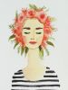 Flower Crown Lady | Mixed Media by Kristine Brookshire Art. Item composed of synthetic