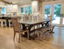 White Oak Dining Set:  Trestle Table, matching bench, chairs | Dining Table in Tables by GlessBoards. Item made of oak wood