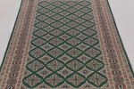 Vintage Bokhara Rug in Forest Green with Pink Geometric | Area Rug in Rugs by Rug and Kilim